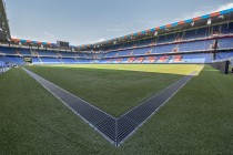 The FASERFIX SUPER Channels drain the service ring in the stadium and collect storm water around the playground (picture: FC Basel 1893/S. Grossenbacher).